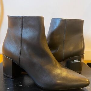 BLONDO || Black Leather Waterproof Ankle Booties
